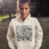 Celebrate your love of the game with this Vintage Hockey Doodle Hoodie featuring hockey sticks, skates, gloves, helmet, goal net and puck graphics. A cozy hoodie for hockey lovers, players, and hockey moms.