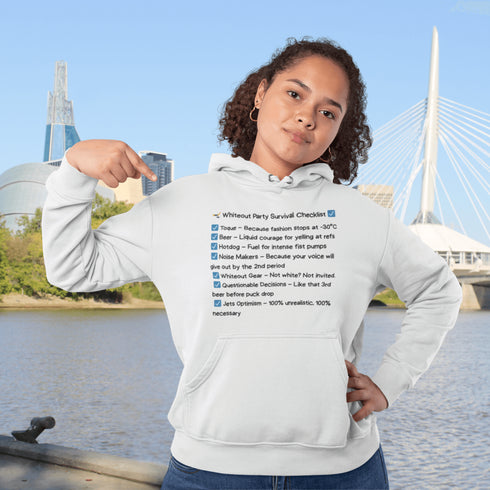 This Whiteout Party Hoodie has your back—literally. Featuring a bold, hilarious checklist graphic, it’s everything you need to let people know: you came prepared.