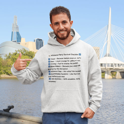 This Whiteout Party Hoodie has your back—literally. Featuring a bold, hilarious checklist graphic, it’s everything you need to let people know: you came prepared.