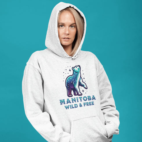 Step into the magic of the north with the Manitoba - Wild & Free hoodie, where rugged beauty meets cozy style.