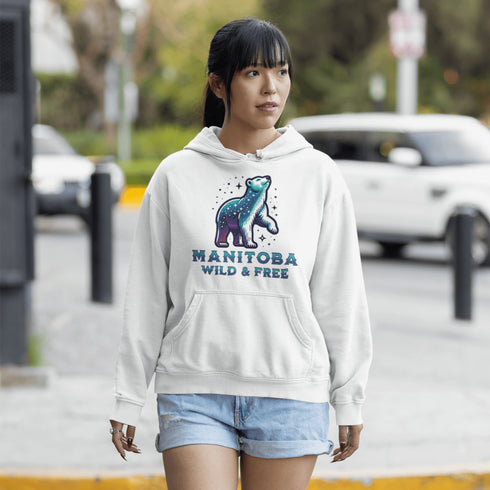 Step into the magic of the north with the Manitoba - Wild & Free hoodie, where rugged beauty meets cozy style.