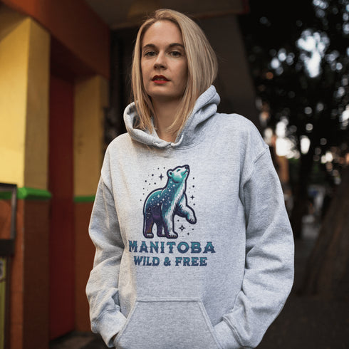 Step into the magic of the north with the Manitoba - Wild & Free hoodie, where rugged beauty meets cozy style.