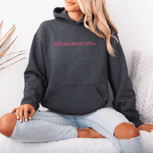 This embroidered hoodie is for the unapologetic cat person who knows that every meow, toe bean, and zoomie is worth sharing with the world.