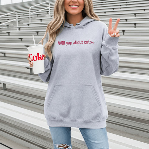 This embroidered hoodie is for the unapologetic cat person who knows that every meow, toe bean, and zoomie is worth sharing with the world.