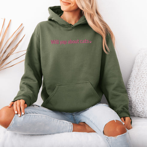 This embroidered hoodie is for the unapologetic cat person who knows that every meow, toe bean, and zoomie is worth sharing with the world.