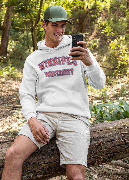 Introducing the ultimate symbol of fan loyalty and community spirit: the "Winnipeg Whiteout" Hoodie, inspired by the electrifying playoff party atmosphere synonymous with our beloved Winnipeg Jets.