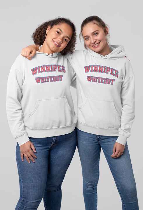Introducing the ultimate symbol of fan loyalty and community spirit: the "Winnipeg Whiteout" Hoodie, inspired by the electrifying playoff party atmosphere synonymous with our beloved Winnipeg Jets.