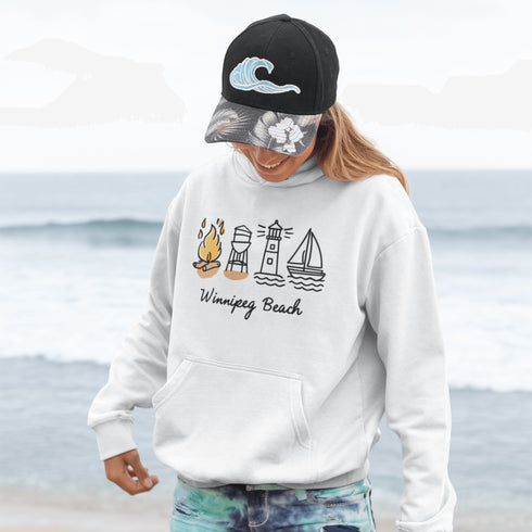 Cozy up in lakeside nostalgia with our Winnipeg Beach Doodle hoodie — a fun and playful tribute to one of Manitoba’s most beloved beach towns.