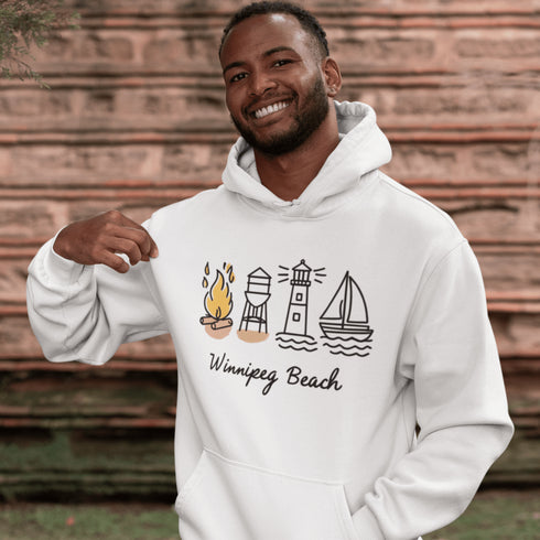 Cozy up in lakeside nostalgia with our Winnipeg Beach Doodle hoodie — a fun and playful tribute to one of Manitoba’s most beloved beach towns.