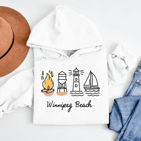 Cozy up in lakeside nostalgia with our Winnipeg Beach Doodle hoodie — a fun and playful tribute to one of Manitoba’s most beloved beach towns.