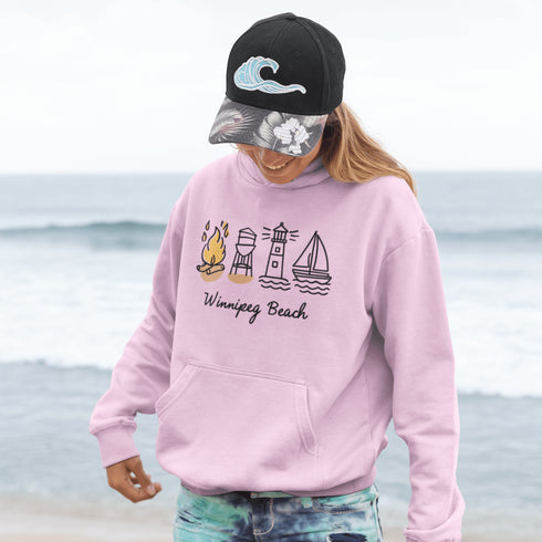 Cozy up in lakeside nostalgia with our Winnipeg Beach Doodle hoodie — a fun and playful tribute to one of Manitoba’s most beloved beach towns.