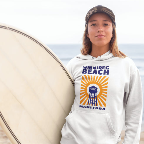 Bring the nostalgia of beach days and boardwalk strolls to your wardrobe with our Winnipeg Beach hoodie.