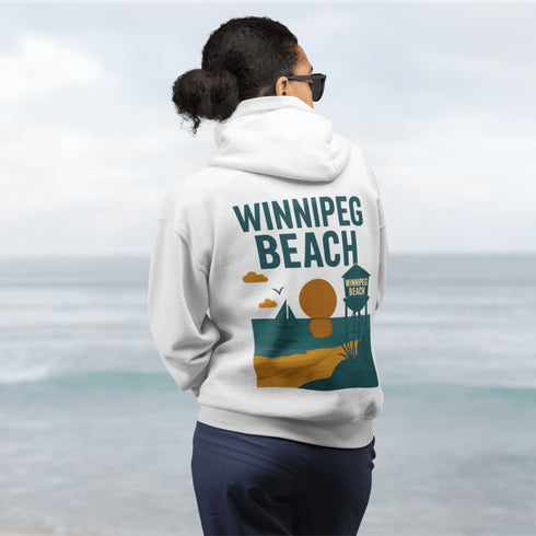 Step into vintage beach town vibes with our Winnipeg Beach Retro Scene hoodie — a stylish throwback to sun-soaked days by the lake.