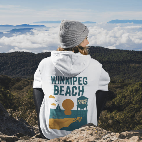 Step into vintage beach town vibes with our Winnipeg Beach Retro Scene hoodie — a stylish throwback to sun-soaked days by the lake.
