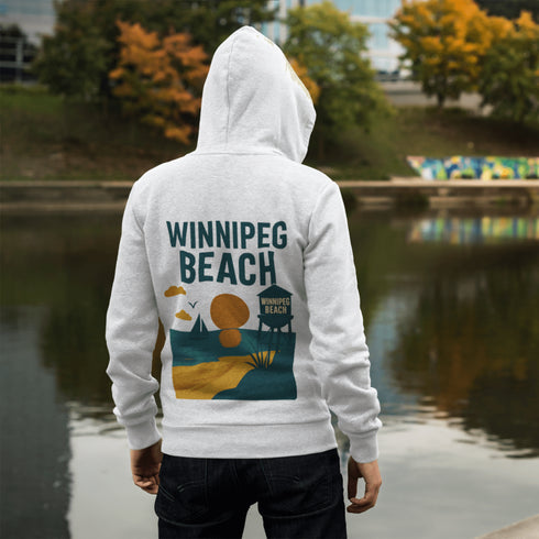 Step into vintage beach town vibes with our Winnipeg Beach Retro Scene hoodie — a stylish throwback to sun-soaked days by the lake.