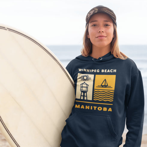 Bring the good vibes and shoreline nostalgia with our Winnipeg Beach, Manitoba hoodie — designed with a retro twist that nods to sunny summers gone by.