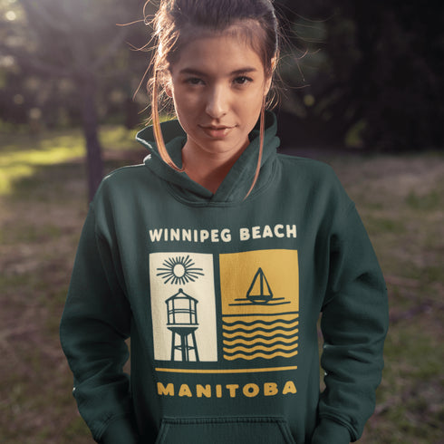 Bring the good vibes and shoreline nostalgia with our Winnipeg Beach, Manitoba hoodie — designed with a retro twist that nods to sunny summers gone by.