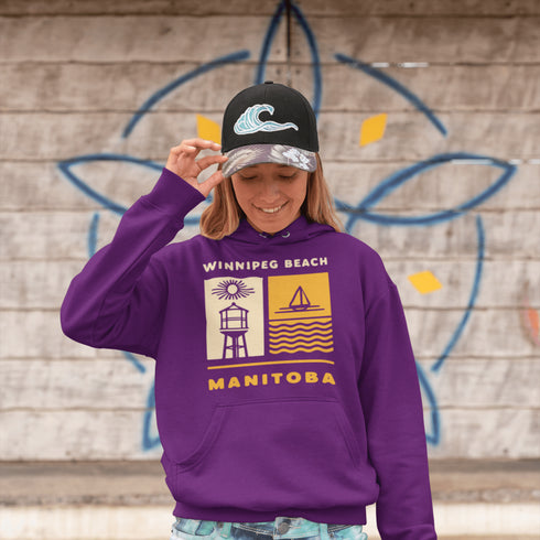 Bring the good vibes and shoreline nostalgia with our Winnipeg Beach, Manitoba hoodie — designed with a retro twist that nods to sunny summers gone by.