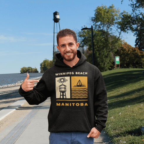 Bring the good vibes and shoreline nostalgia with our Winnipeg Beach, Manitoba hoodie — designed with a retro twist that nods to sunny summers gone by.
