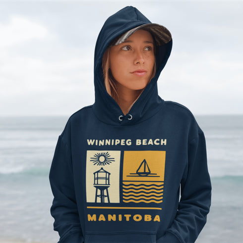 Bring the good vibes and shoreline nostalgia with our Winnipeg Beach, Manitoba hoodie — designed with a retro twist that nods to sunny summers gone by.