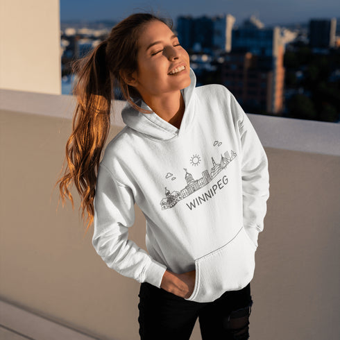 Show your city pride in style with our Winnipeg Doodle Art hoodie — a cozy tribute to the heart of Manitoba, wrapped in minimalist charm.