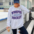 Winnipeg Hockey 1972 vintage-style unisex crewneck sweatshirt with collegiate lettering, crossed hockey sticks and retro hockey graphic by Prairie Life Co.