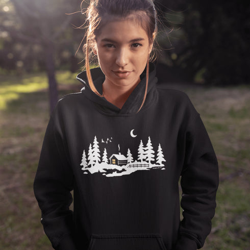 Wrap yourself in winter wonder with our Snowy Cabin Hoodie — a cozy escape you can wear.