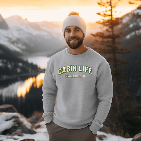 Introducing our customizable gender-neutral sweatshirt, perfect for anyone who loves cabin life and camping!