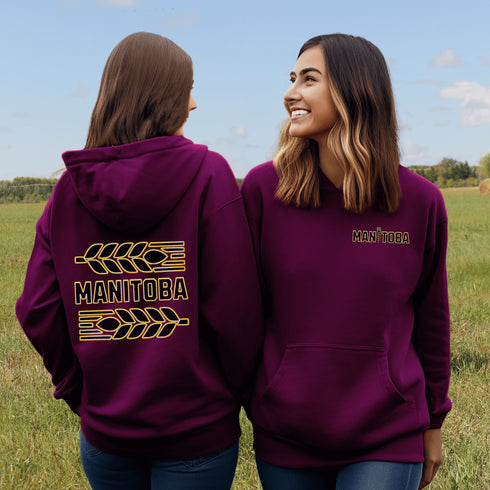 Our Manitoba sweater features a stunning wheat graphic that pays homage to the beautiful prairies of Canada.