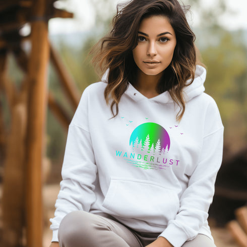 This hoodie features a stunning gradient moon and forest graphic, capturing the serene beauty of nature right on your back. Whether you're camping under the stars, hiking through the woods, or simply enjoying a bonfire with friends, this cozy hoodie will keep you warm and stylish.