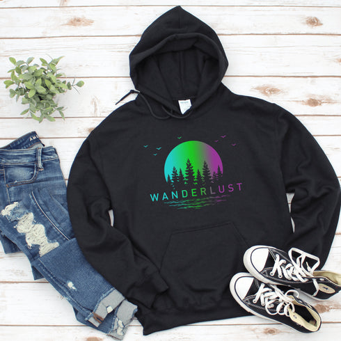 This hoodie features a stunning gradient moon and forest graphic, capturing the serene beauty of nature right on your back. Whether you're camping under the stars, hiking through the woods, or simply enjoying a bonfire with friends, this cozy hoodie will keep you warm and stylish.