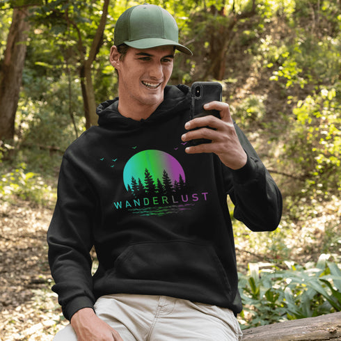 This hoodie features a stunning gradient moon and forest graphic, capturing the serene beauty of nature right on your back. Whether you're camping under the stars, hiking through the woods, or simply enjoying a bonfire with friends, this cozy hoodie will keep you warm and stylish.