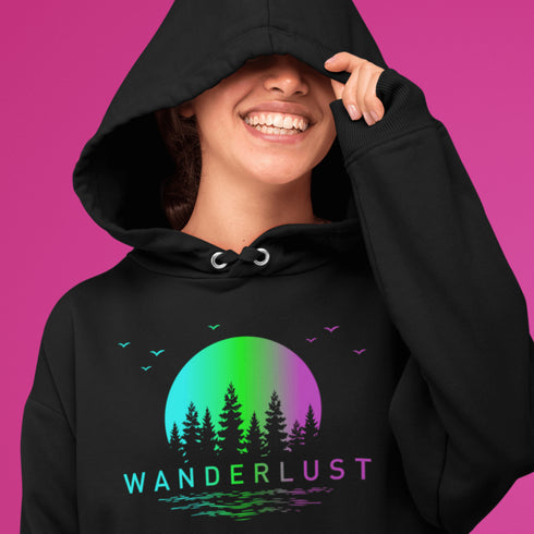 This hoodie features a stunning gradient moon and forest graphic, capturing the serene beauty of nature right on your back. Whether you're camping under the stars, hiking through the woods, or simply enjoying a bonfire with friends, this cozy hoodie will keep you warm and stylish.