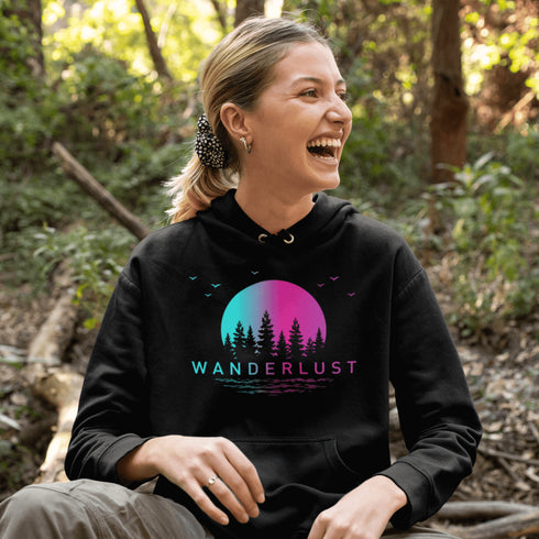 This hoodie features a stunning gradient moon and forest graphic, capturing the serene beauty of nature right on your back. Whether you're camping under the stars, hiking through the woods, or simply enjoying a bonfire with friends, this cozy hoodie will keep you warm and stylish.