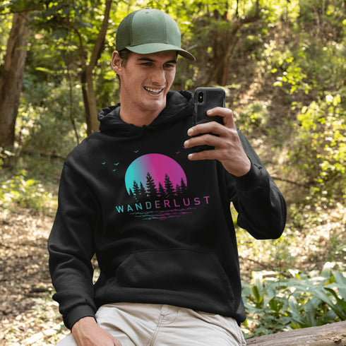 This hoodie features a stunning gradient moon and forest graphic, capturing the serene beauty of nature right on your back. Whether you're camping under the stars, hiking through the woods, or simply enjoying a bonfire with friends, this cozy hoodie will keep you warm and stylish.