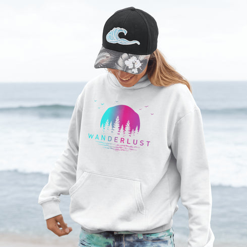 This hoodie features a stunning gradient moon and forest graphic, capturing the serene beauty of nature right on your back. Whether you're camping under the stars, hiking through the woods, or simply enjoying a bonfire with friends, this cozy hoodie will keep you warm and stylish.