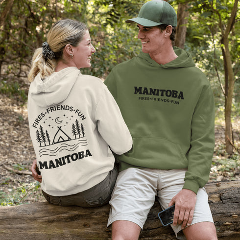 Introducing the perfect hoodie for all your outdoor adventures - The Manitoba-Fires, Friends, Fun Hoodie!