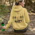Introducing our gender neutral hoodie with the fun and adventurous saying "Happy Camper" and a camp themed graphic.