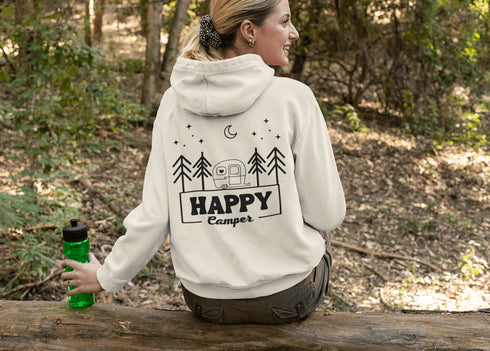 C & Win Sports Happy Camper Double Sided Hoodie Sand / S - C & Win Sports