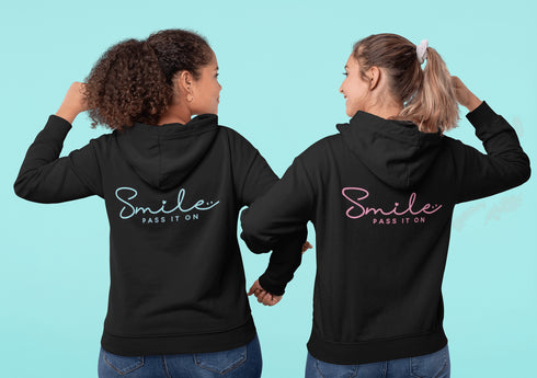 Introducing the ultimate mood lifter and smile inducer: the "Smile...Pass It On" Hoodie! Made with 100% organic cotton that's so soft, even a cactus would feel cuddly wearing it. This isn't just any hoodie; it's your wearable reminder to the world that happiness is contagious, and it starts with a simple smile.