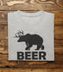 Introducing the ultimate camping fashion statement - the BEER t-shirt! Picture this: a bear with deer antlers, because why not mix things up in the wild? This shirt screams "I love nature... and a good brew!"