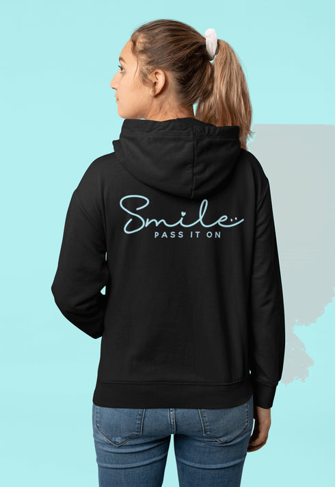 Introducing the ultimate mood lifter and smile inducer: the "Smile...Pass It On" Hoodie! Made with 100% organic cotton that's so soft, even a cactus would feel cuddly wearing it. This isn't just any hoodie; it's your wearable reminder to the world that happiness is contagious, and it starts with a simple smile.