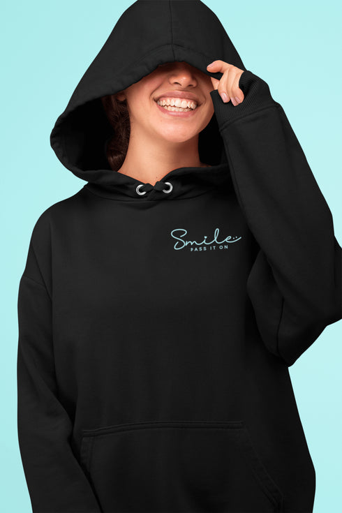 Introducing the ultimate mood lifter and smile inducer: the "Smile...Pass It On" Hoodie! Made with 100% organic cotton that's so soft, even a cactus would feel cuddly wearing it. This isn't just any hoodie; it's your wearable reminder to the world that happiness is contagious, and it starts with a simple smile.