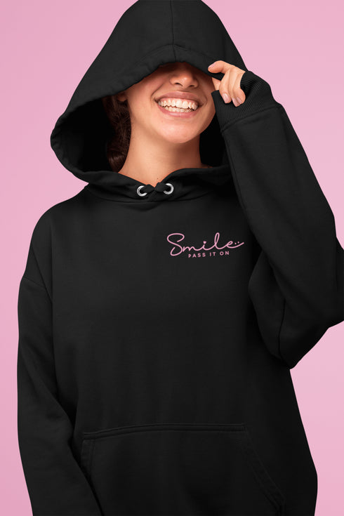 Introducing the ultimate mood lifter and smile inducer: the "Smile...Pass It On" Hoodie! Made with 100% organic cotton that's so soft, even a cactus would feel cuddly wearing it. This isn't just any hoodie; it's your wearable reminder to the world that happiness is contagious, and it starts with a simple smile.
