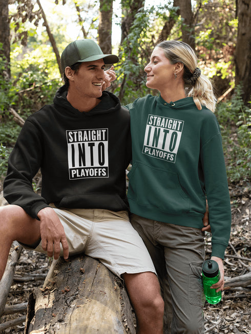 Introducing the game-changing, ice-shattering, laugh-inducing "Straight Into Playoffs" Hockey Hoodie! Designed for the hockey fanatic who believes in skipping the regular season drama and diving headfirst into the heart-stopping action of the playoffs.