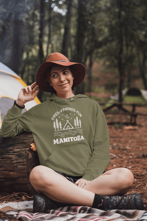 C & Win Sports Manitoba-Fires, Friends, Fun Hoodie Military Green / S - C & Win Sports