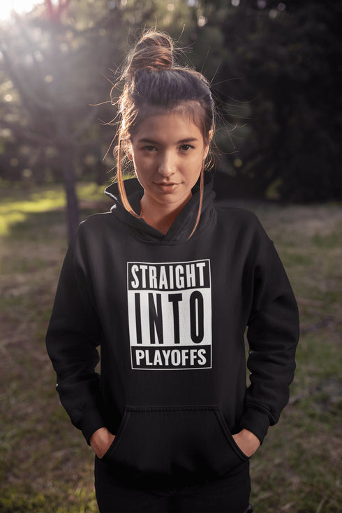 Introducing the game-changing, ice-shattering, laugh-inducing "Straight Into Playoffs" Hockey Hoodie! Designed for the hockey fanatic who believes in skipping the regular season drama and diving headfirst into the heart-stopping action of the playoffs.