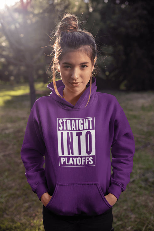 Introducing the game-changing, ice-shattering, laugh-inducing "Straight Into Playoffs" Hockey Hoodie! Designed for the hockey fanatic who believes in skipping the regular season drama and diving headfirst into the heart-stopping action of the playoffs.