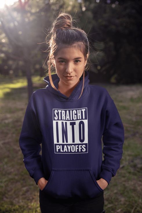 Introducing the game-changing, ice-shattering, laugh-inducing "Straight Into Playoffs" Hockey Hoodie! Designed for the hockey fanatic who believes in skipping the regular season drama and diving headfirst into the heart-stopping action of the playoffs.