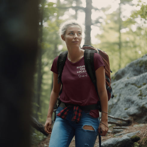 Introducing our latest camping t-shirt featuring a bear graphic and the empowering slogan "Respect The Locals". Crafted for outdoor enthusiasts and nature lovers, this shirt is a must-have for your next adventure in the wilderness.